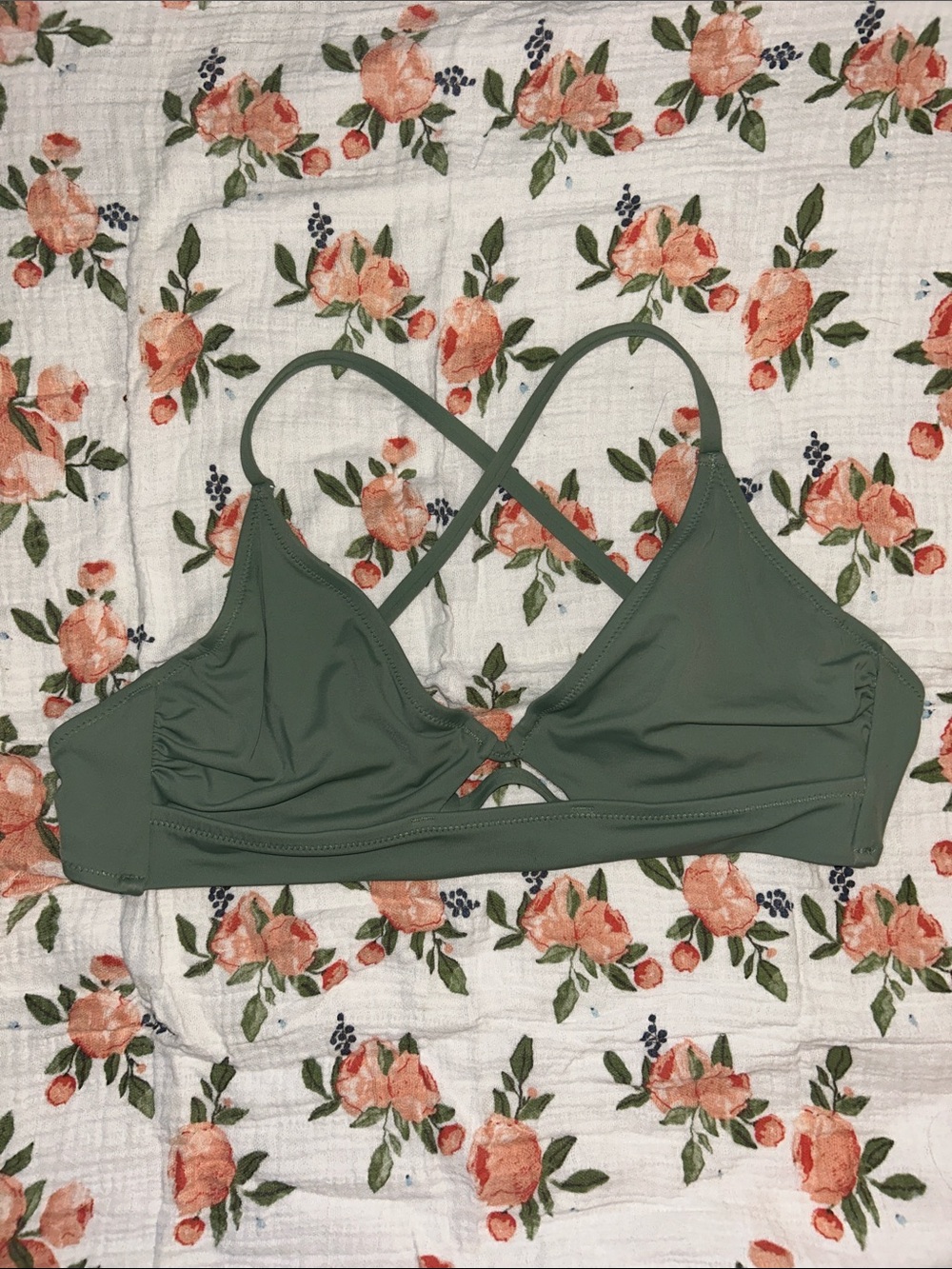 Shade & Shore Sage Green Crisscross Bikini Top